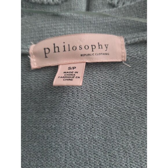 Philosophy Button Down V Neck Pleated Long Sleeve Soft Size Small - Picture 3 of 5